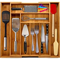 KICHLY Organisateur de Bambou de tiroir Extensible - Plateau à couverts en bamboupour - Idéal pour la cuisine- la…
